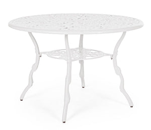 Tavolo da Giardino Esterno Rotondo in Metallo 80 cm Bianco Shabby Chic Victoria Diametro: 110 cm