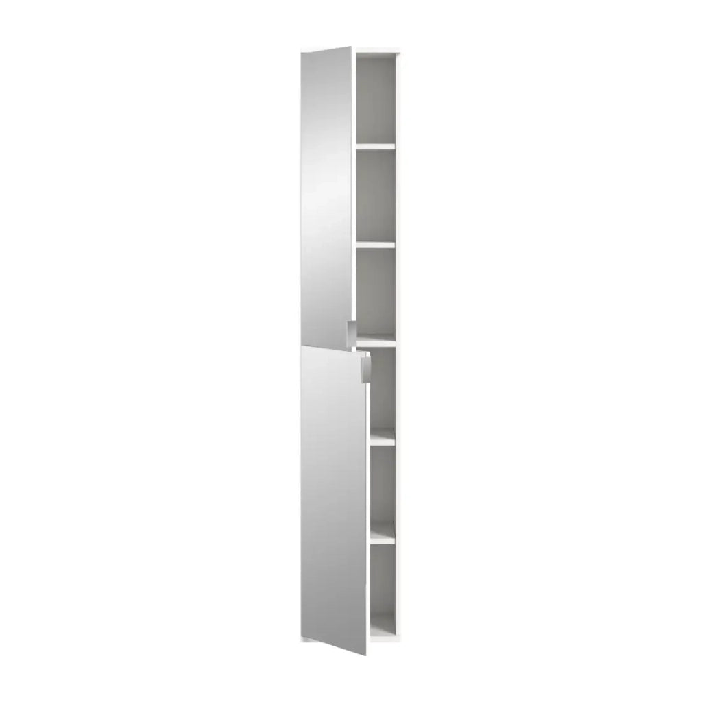 Armadio da ripostiglio BODITE – 2 porte con specchi – Bianco laccato – Eleganza e funzionalità