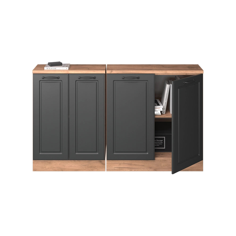 Set di mobili sottotetto Rion Antracite rustico/Rovere dorato 140 cm Set di 2 carcasse armadio profondità 60 cm Vicco