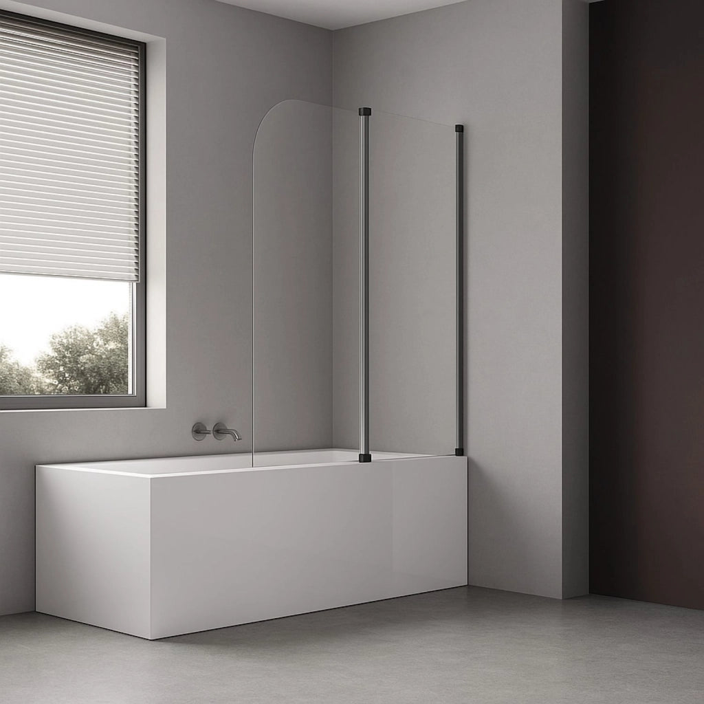 Parete sopra vasca due ante orientabili vetro temperato 4mm 140x120cm cromo lucido *** confezione 1