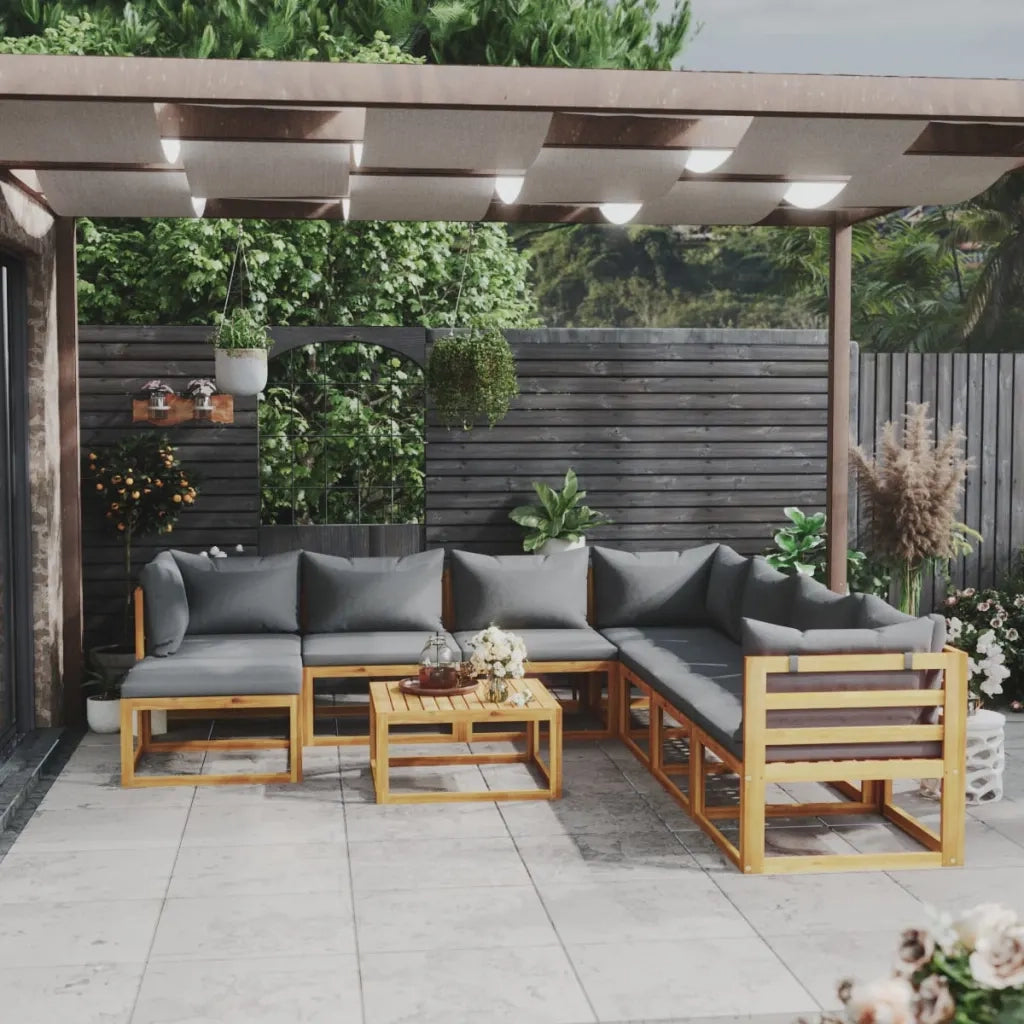Set Divani da Giardino 9 pz con Cuscini in Massello di Acacia cod mxl 46251