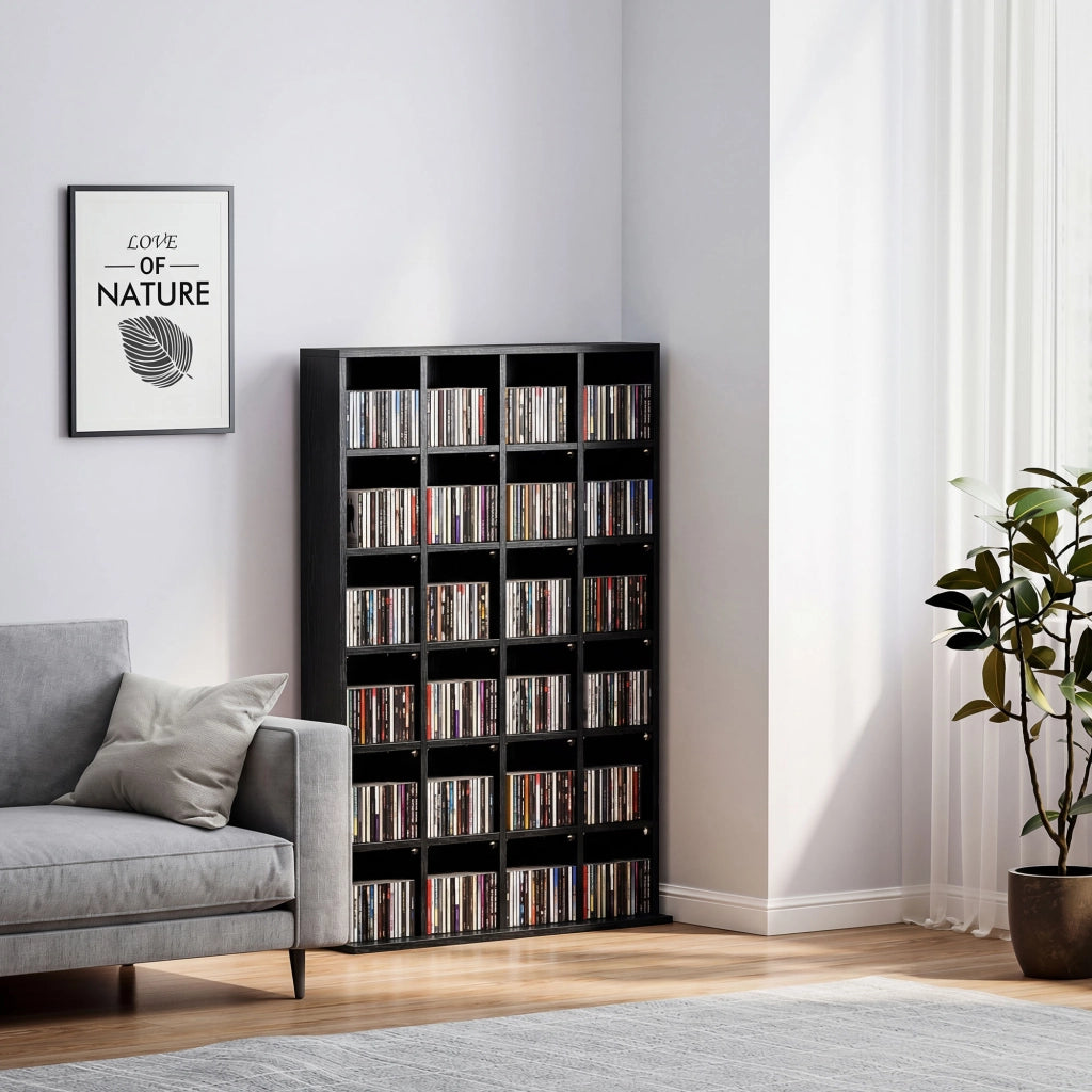 Libreria mobile porta CD DVD legno ¨C Xylo ¨C nero ripiani regolabili 89x130,5 cm
