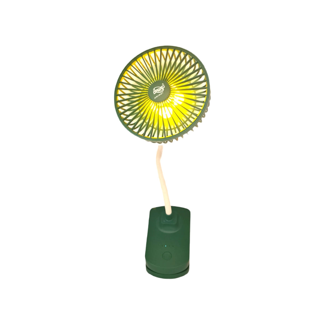 VENTILATORE RICARICABILE MORSETTO CLIP PORTATILE LUCE LED VIAGGIO TAVOLO PINZA