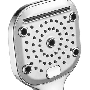 Doccetta quadra cromata a 3 funzioni con pulsante cambio getto - serie Victoria