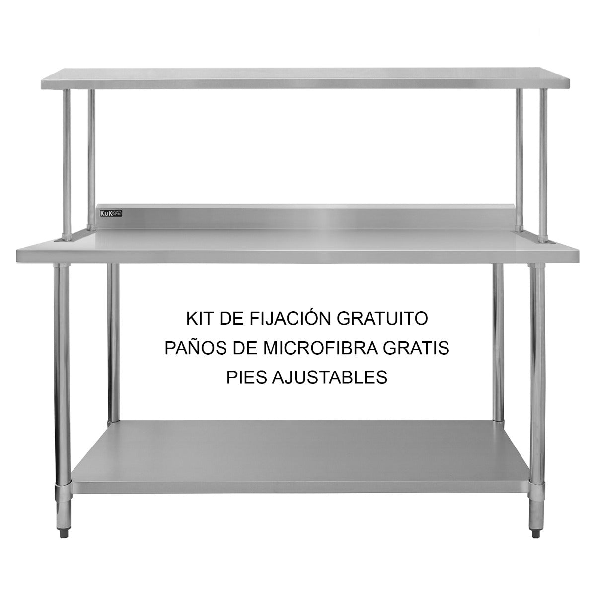 Set Tavolo & Ripiano per Cucina Commerciale con Mensole in Acciaio Inox da Cucina Ristorante, Acciaio Inossidabile Resistente alla Corrosione- Singola - 180cm