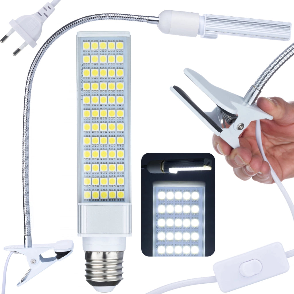 Illuminatore per Microscopio con Collo di Cigno e Clip 60xLED – Alta Luminosità, Materiale Durevole, 20W, Cavo 120cm