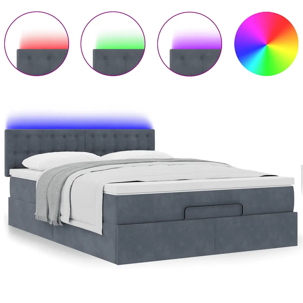Struttura Letto Pouf con Materasso 140x200 cm in Velluto 3312771
