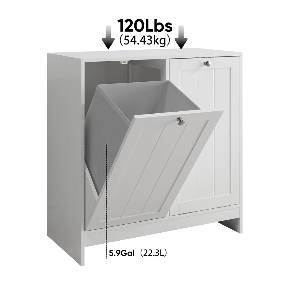 Armadietto Portabiancheria con Cesto Estraibile ¨C MINIMAL ¨C Bianco, Salvaspazio Bagno