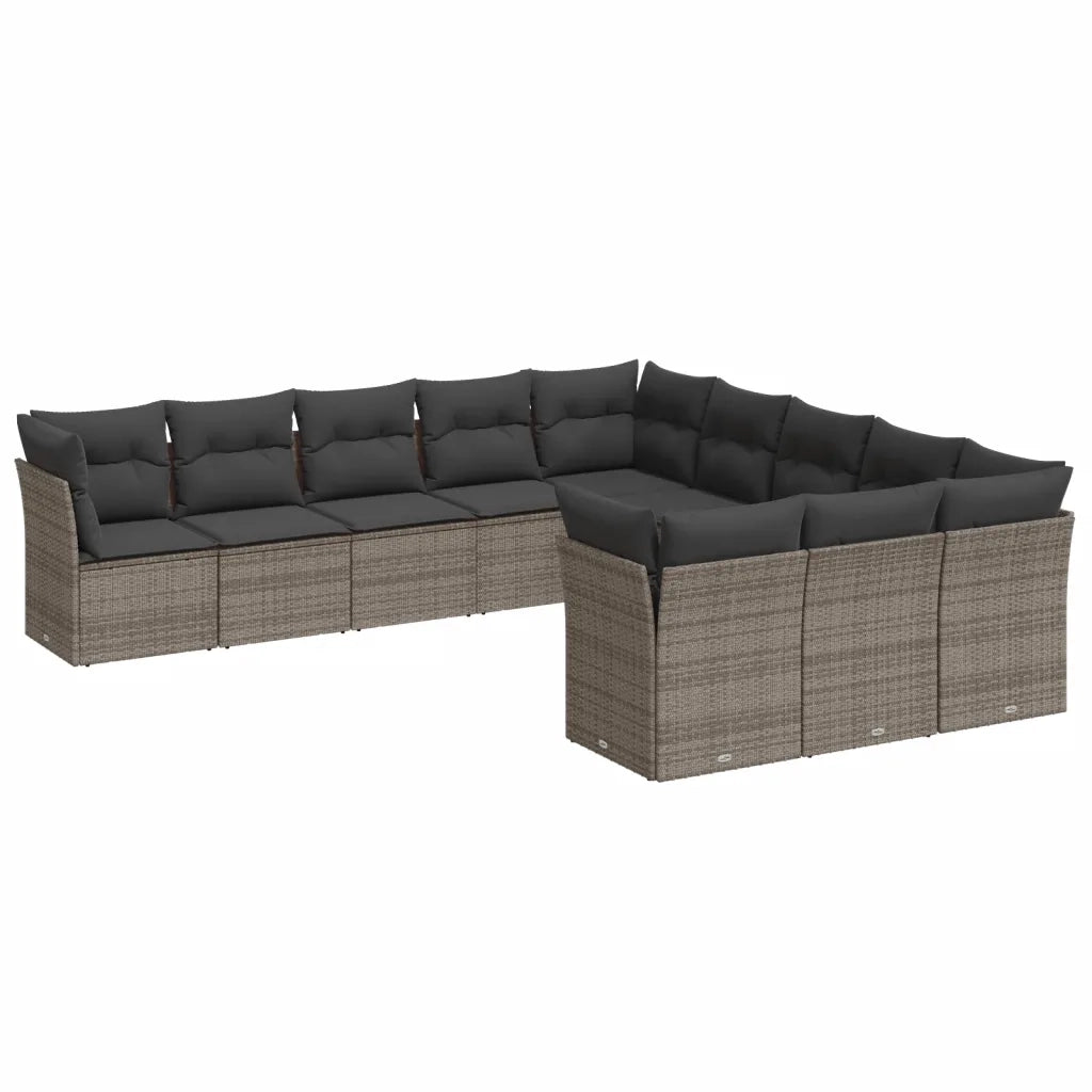 Set Divani da Giardino 11 pz con Cuscini in Polyrattan Grigio 3218410
