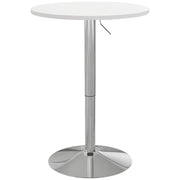 Tavolo da bar ¨C Minimal ¨C rotondo regolabile in altezza bianco e argento 69-91 cm