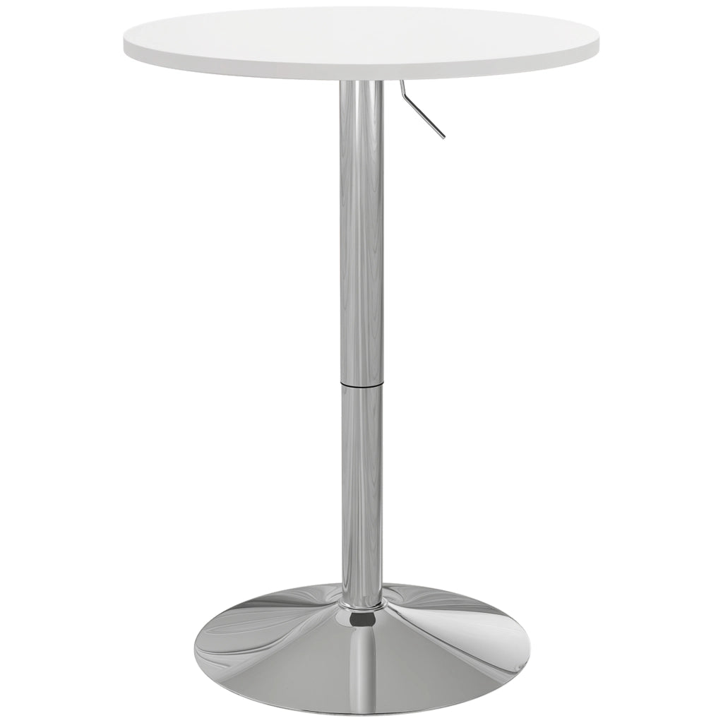 Tavolo da bar ¨C Minimal ¨C rotondo regolabile in altezza bianco e argento 69-91 cm