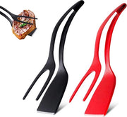Spatel da 2 in 1 per rotolare uova fritte, pannocotte e pane (rosso + nero) in silicone, resistente al calore, BPA-free, accessori da cucina