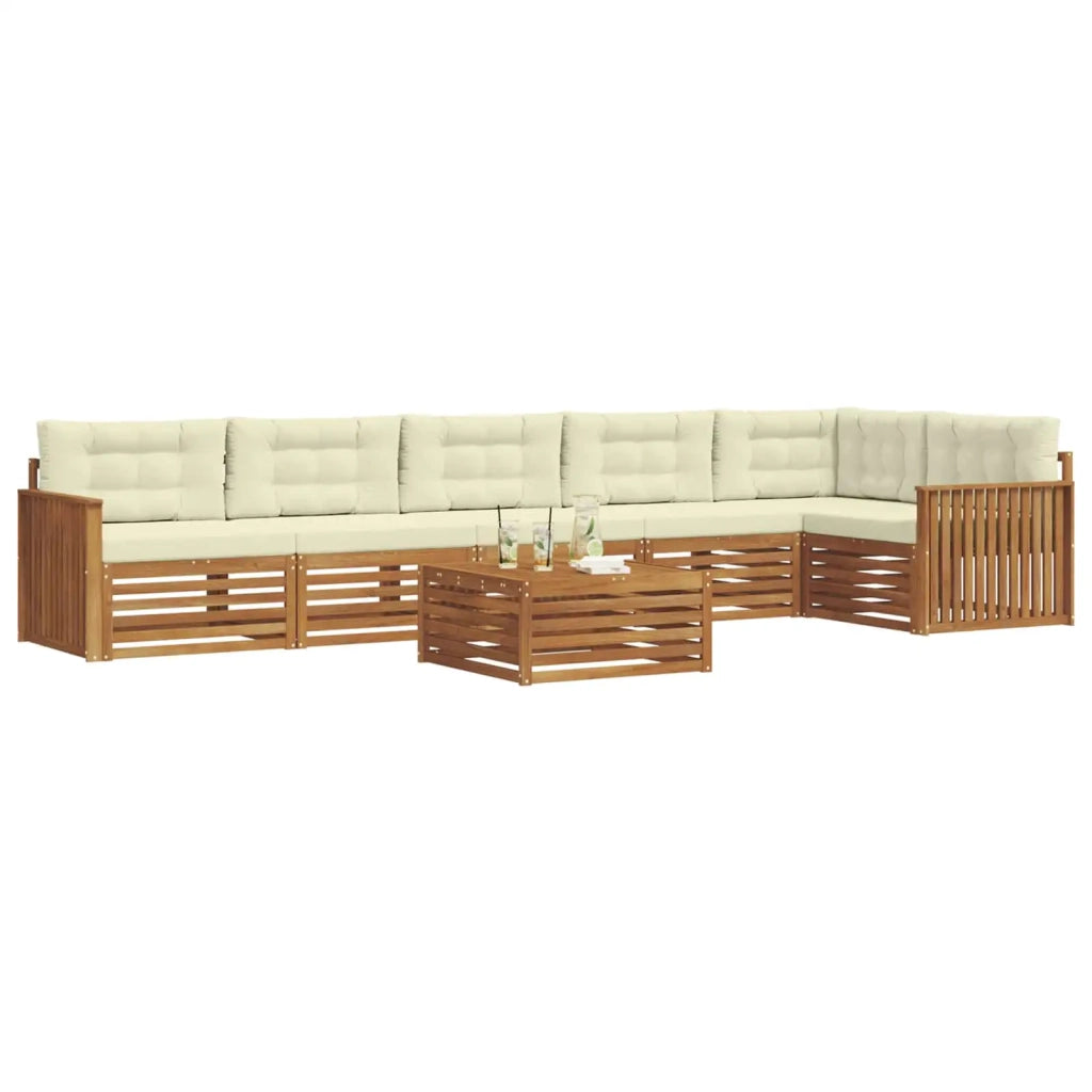 Set di divani da esterno con cuscino 7 pcs Naturale e Crema