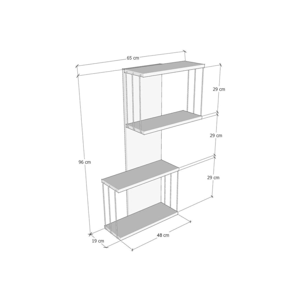 Mensola Gerolama, Scaffale, Ripiano a muro, Scaffalatura multiuso, 65x19h96 cm, Quercia e Bianco