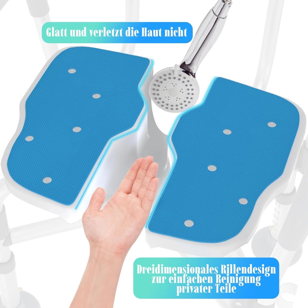 Sedia da doccia per anziani, regolabile in altezza, con design scanalato e telaio in alluminio incrociato, per bagno, vasca da bagno, fino a 200 kg, per doccia