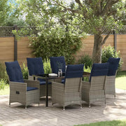 Set di tavolo e sedie con cuscino 7 pcs Grigio Rattan in PE 3379594