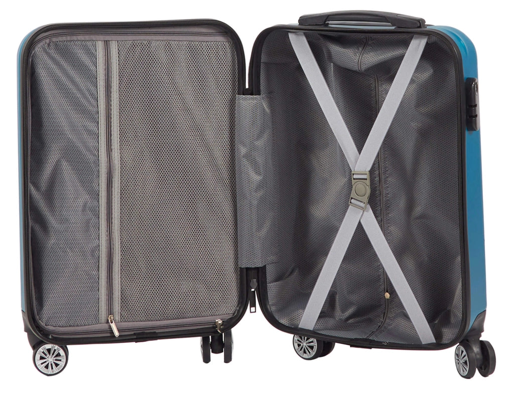 Trolley Valigia Bagaglio a Mano Rigido in ABS 4 Ruote  Ravizzoni Cosmo Blu Petrolio