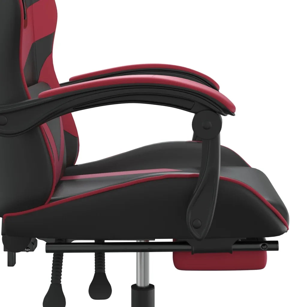 Sedia Gaming | Sedia da e-sports Girevole Poggiapiedi Nero e Rosso Vino Similpelle