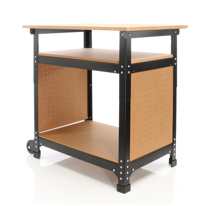 Banco da lavoro portatile 68x50x66-82 cm Tavolo da lavoro con altezza regolabile e 2 ripiani