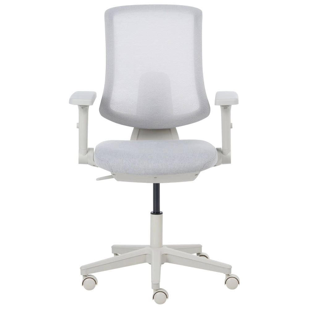 Sedia da ufficio in tessuto e rete bianco, schienale e braccioli regolabili, design moderno, per l'ufficio domestico