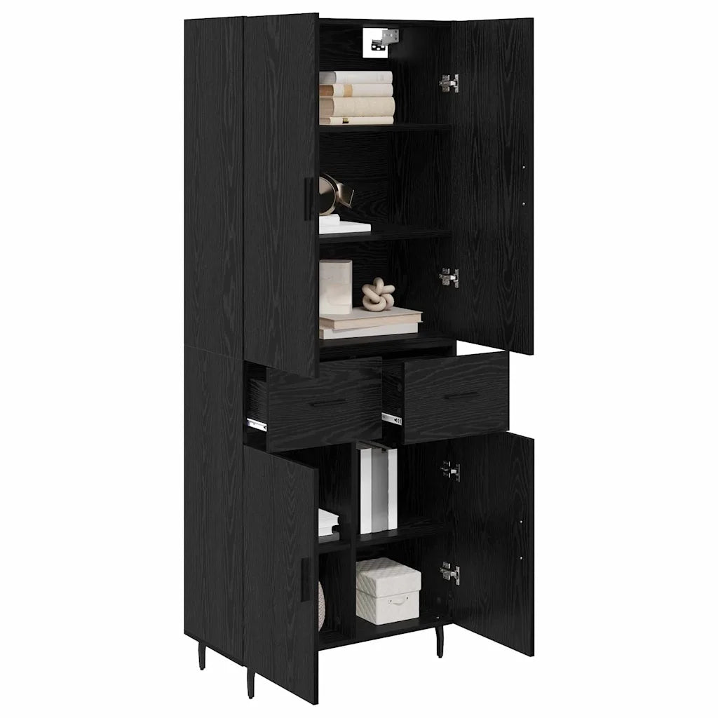 Credenza con Cassetto-Buffet-Armadio da cucina Rovere nero 69,5 x 34 x 180 cm 895088