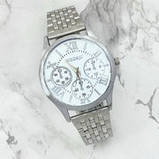 Trade Shop - Orologio Polso Jieersi Uomo Acciaio Silver Analogico Cronografo Quadrante Bianco -