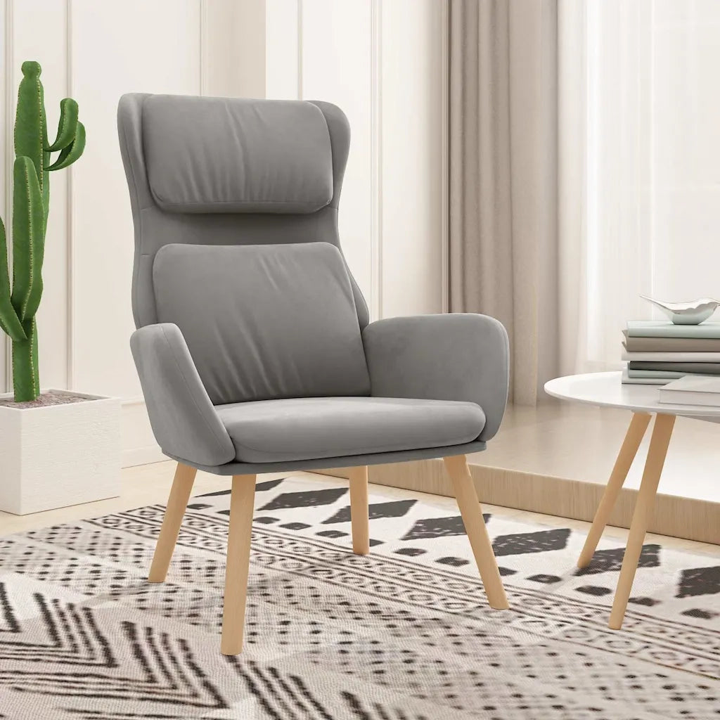Divano Sedia-Poltrona Relax Grigio Chiaro in Velluto 416694