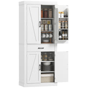 Armadio Cucina Country con 2 Antine, 6 Ripiani e Cassetto ¨C Minimal ¨C Legno 76x39.5x183.5 cm Bianco