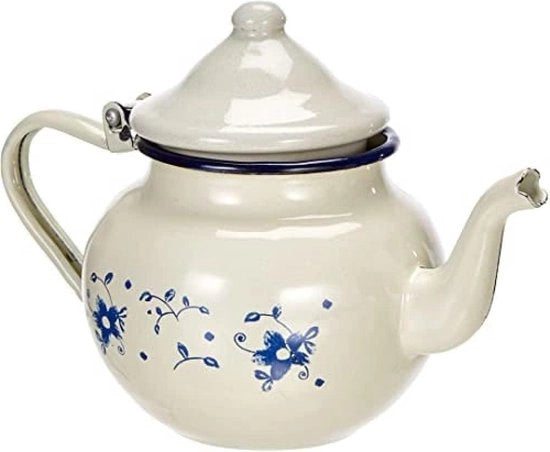 Pentola a vapore 07 in acciaio inox smaltato bianco-azzurro - design tradizionale - adatto per forno a gas