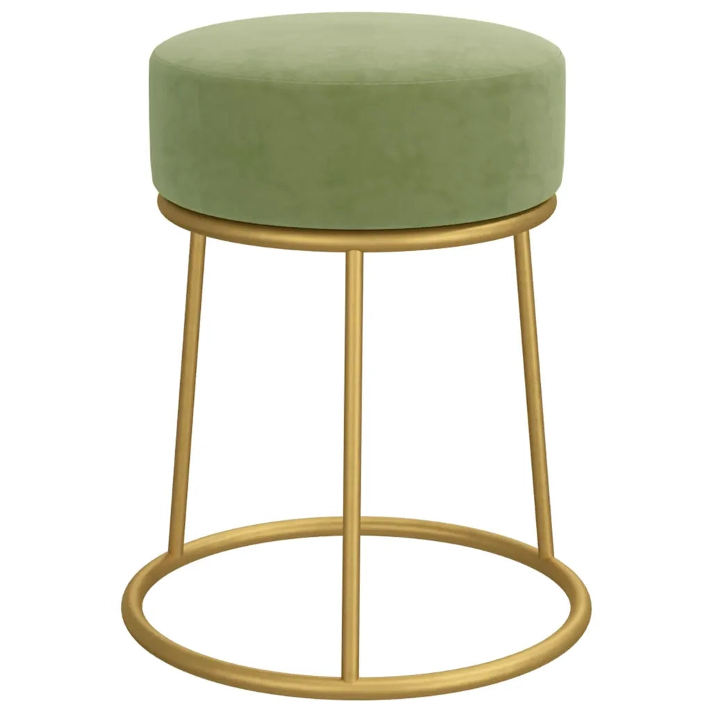 Sgabello Rotondo Verde Senape in Velluto CFW5382700
