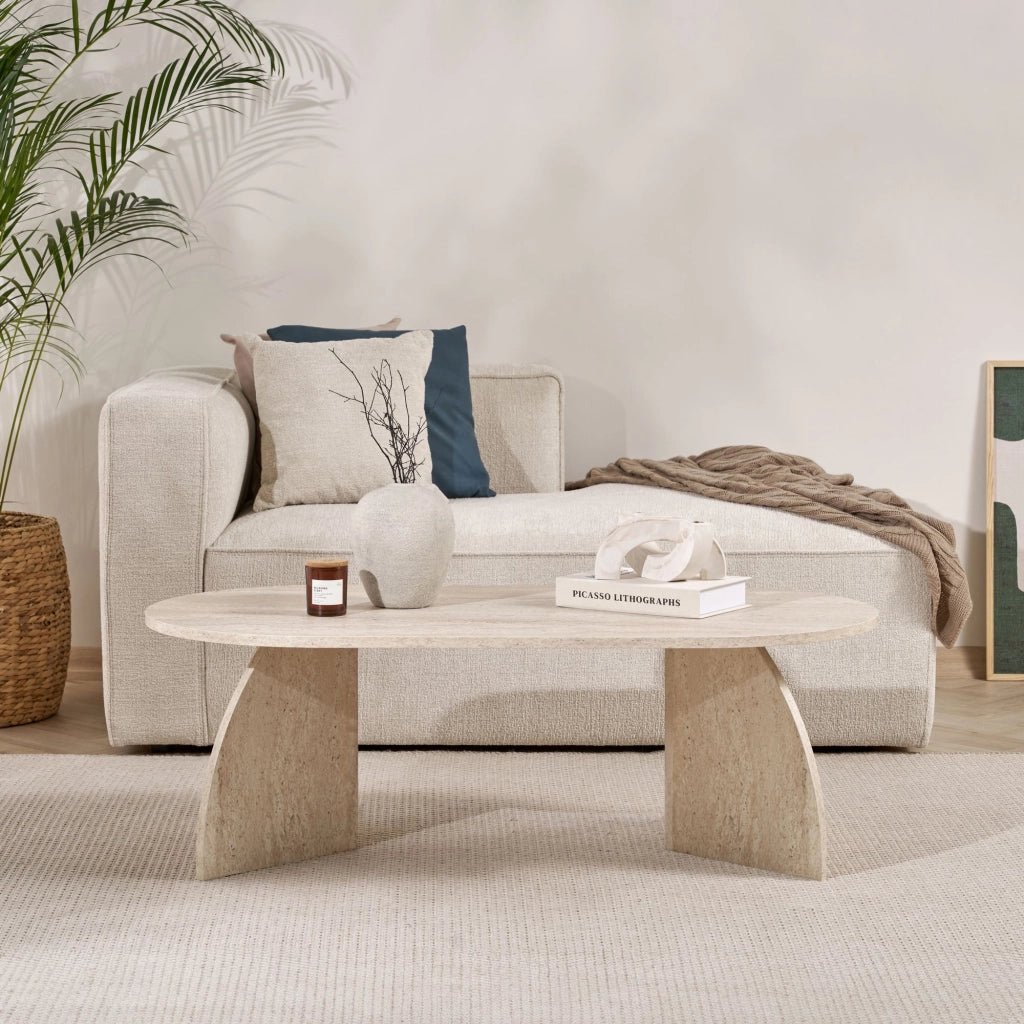 Tavolino in legno "Melina" 120 x 60 x 40 cm - Travertino