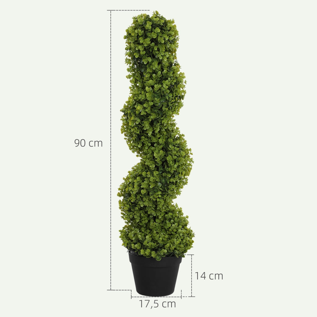 Set di 2 eucalipti artificiali a spirale, 90 cm, pianta da interno, pianta artificiale, grandi piante decorative in vaso per casa, ufficio,