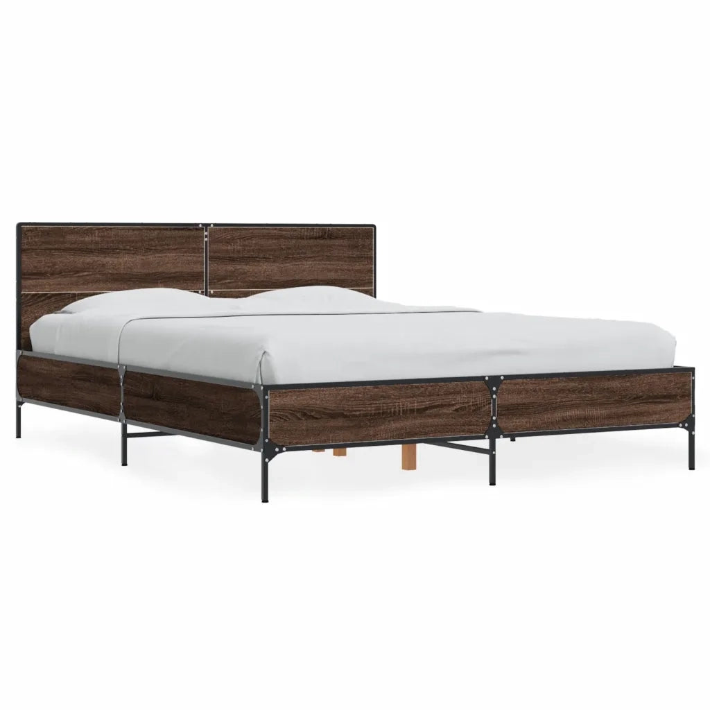 Giroletto-Struttura Letto Rovere Marrone 140x200cm in Legno Multistrato Metallo 828377
