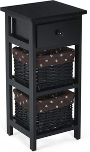 Comodino Camera da Letto in Legno, Tavolino per Divano, Comò Moderno, Ideale per Camera da Letto, 28 x 26 x 60 cm (Nero)