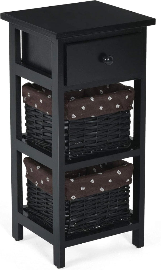 Comodino Camera da Letto in Legno, Tavolino per Divano, Comò Moderno, Ideale per Camera da Letto, 28 x 26 x 60 cm (Nero)