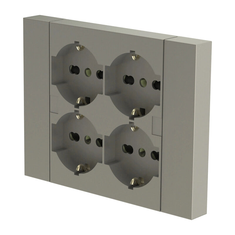 MULTIPRESA INCASSO QUADRA 4 PRESE BIP.SCH TITANIO- 1,0 pz