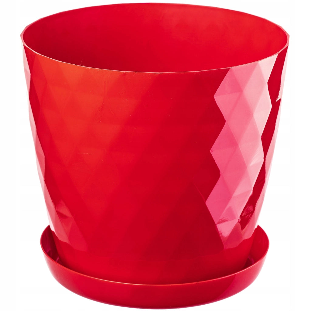 Vaso da fiori in plastica KADAX con supporto e coprivaso, 30 cm, rosso.