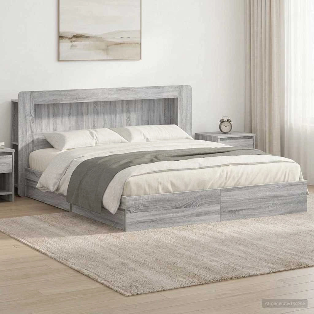 Telaio del letto con storage Sonoma grigio 200 x 200 cm 3433692