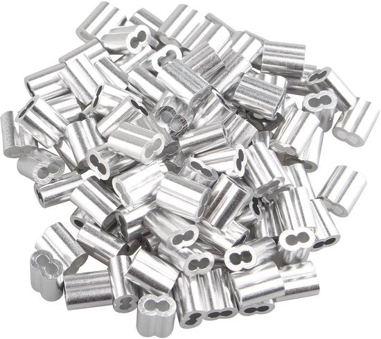 100 pezzi di clip di allaccio a anello in alluminio - Corrosione resistente - Adatto per cavi di 2.0mm - Tono argento - Ideale per..