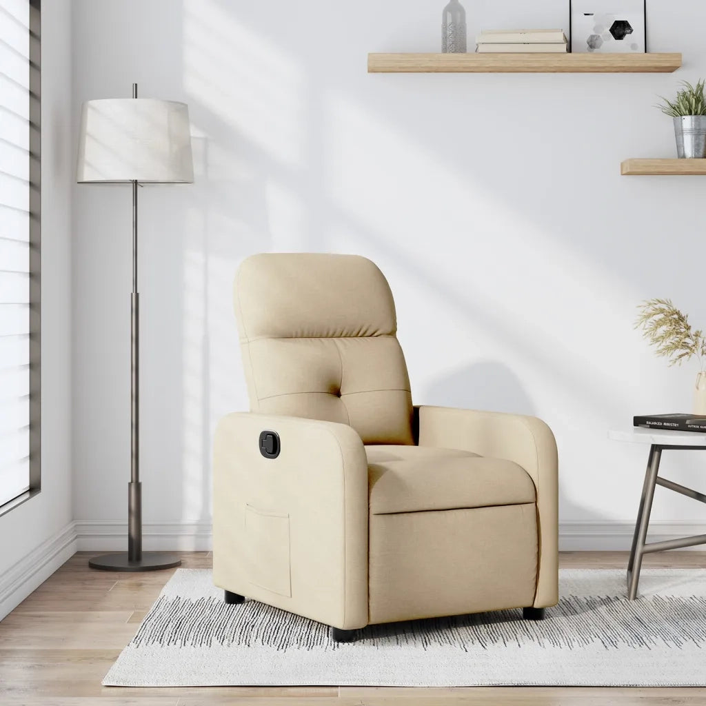 Divano Sedia-Poltrona Reclinabile in Tessuto Crema 474221
