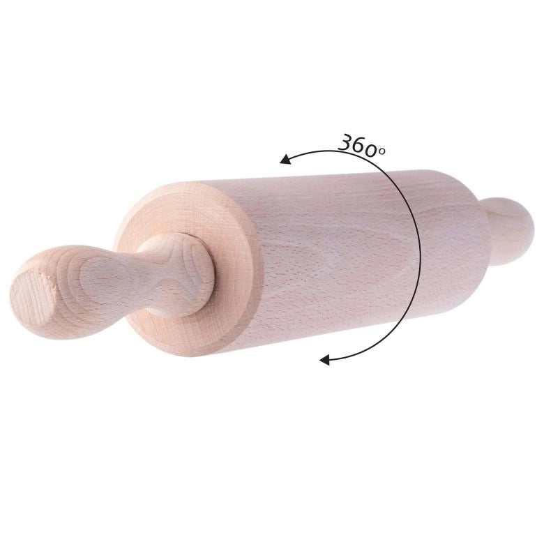 Mattarello per pizza in legno KADAX, girevole, mobile, da cucina, lungo 38 cm, grande