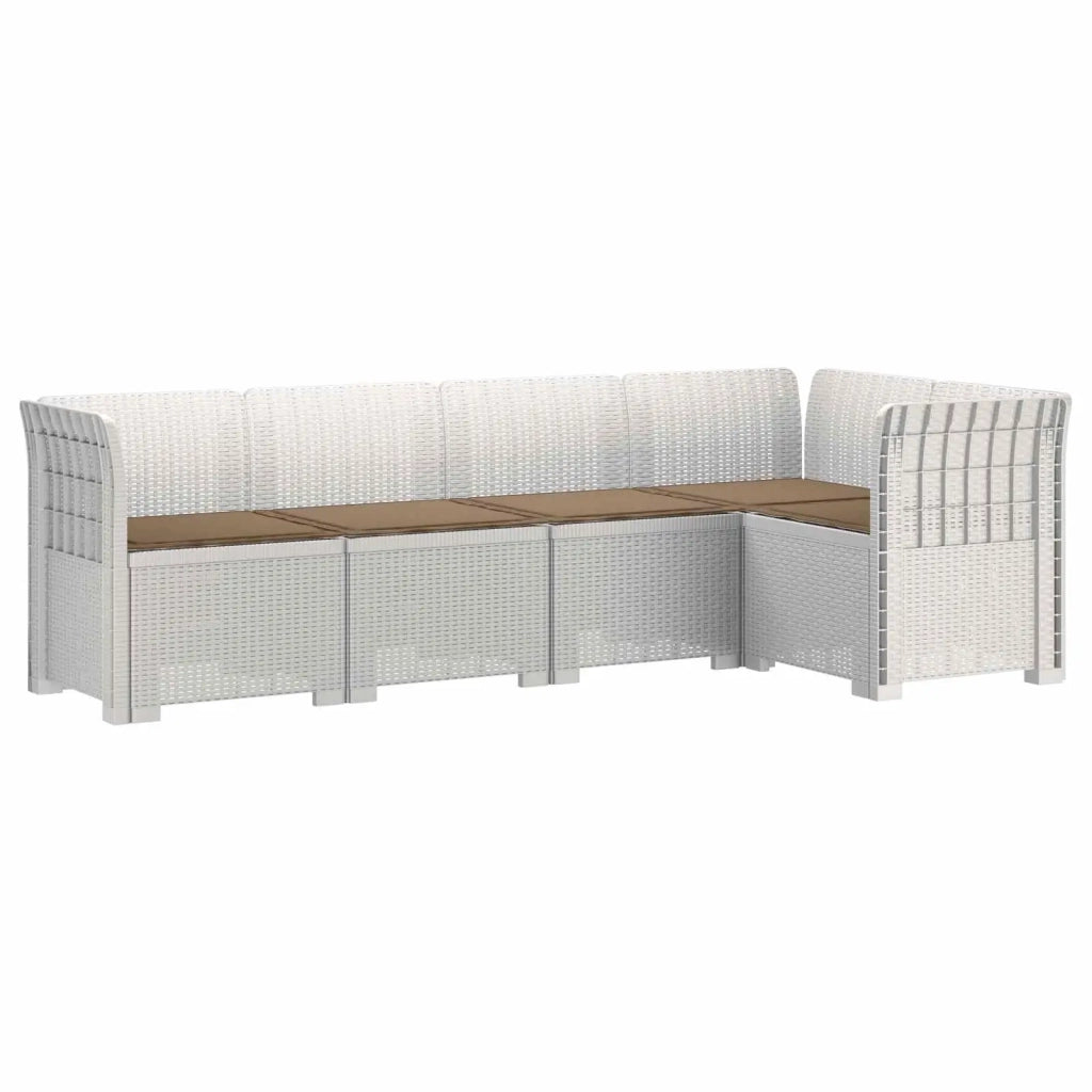 Divano da Giardino 5 Posti con Cuscini Stile Rattan PP Bianco 3444044