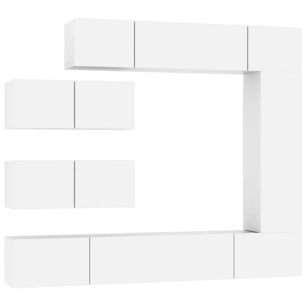 Set di mobili da 7 pezzi tra cui armadio credenza mobile TV televisore per soggiorno camera da letto salotto legno ingegnerizzato bianco 02_0025156