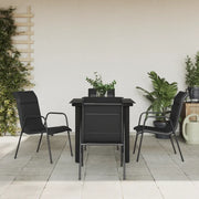 Set da Pranzo da Giardino 5 pz Nero in Acciaio e Textilenecod mxl 125207