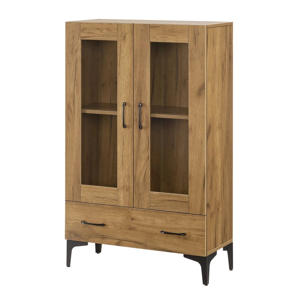Armadio a Vetrata Søndersø Credenza con Vetrina 115 x 70 x 31 cm Effetto Rovere [en.casa]