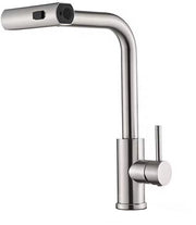 Valvola cucina - miscelatore cucina - con doccia - alta pressione acciaio inossidabile - unhendel - 3 tipi di getto - miscelatore cucina in acciaio inossidabile - rubinetto cucina domestico girevole a due vie - con tubazione idrica