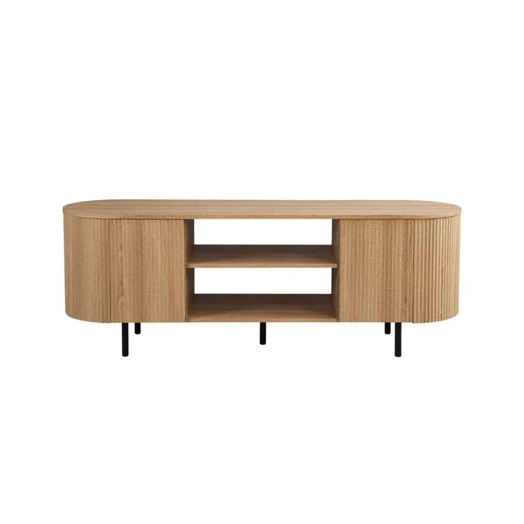 Mobile TV VAGOS - Color rovere naturale - 2 porte & 2 nicchie - 160 cm - Mobile TV arrotondato design e funzionale