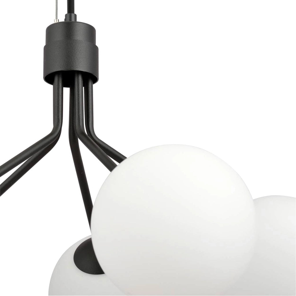 Lampadario Emibig Nova 5xE14 Nero/Opale dimmerabile