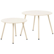 Set di 2 tavolini da giardino in acciaio verniciato a polvere 50x50x40/60x60x45 cm, resistenti alle intemperie, colore beige
