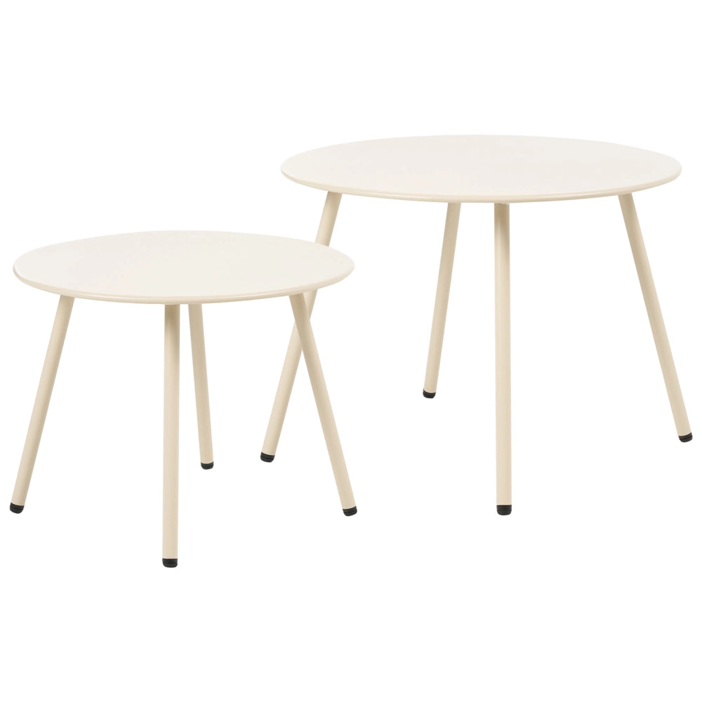 Set di 2 tavolini da giardino in acciaio verniciato a polvere 50x50x40/60x60x45 cm, resistenti alle intemperie, colore beige